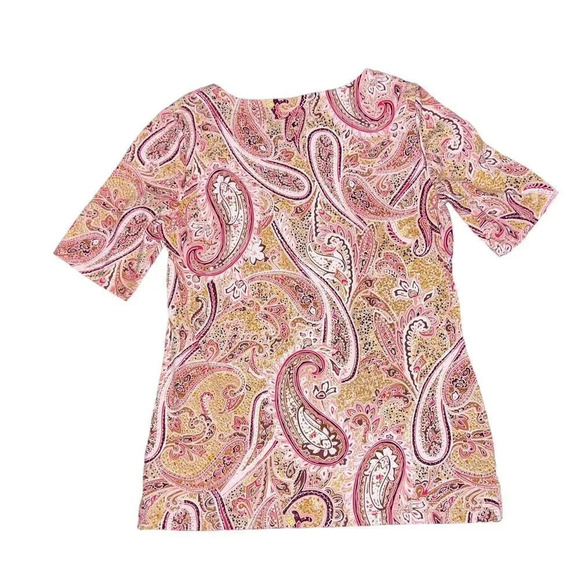 Talbots Split Neck Tee - Sprinkle Paisley - Size Small - Picture 2 of 4